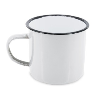 Taza mug estilo retro de metal esmaltado personalizada